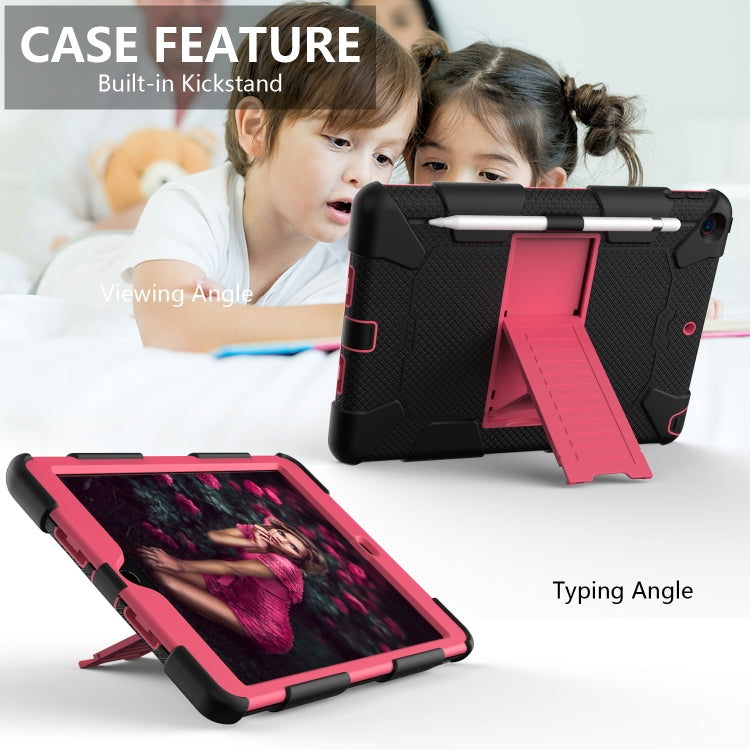 For iPad 10.2 Shockproof Two-Color Silicone Protection Case with Holder & Pen Slot