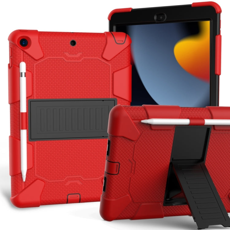 For iPad 10.2 Shockproof Two-Color Silicone Protection Case with Holder & Pen Slot