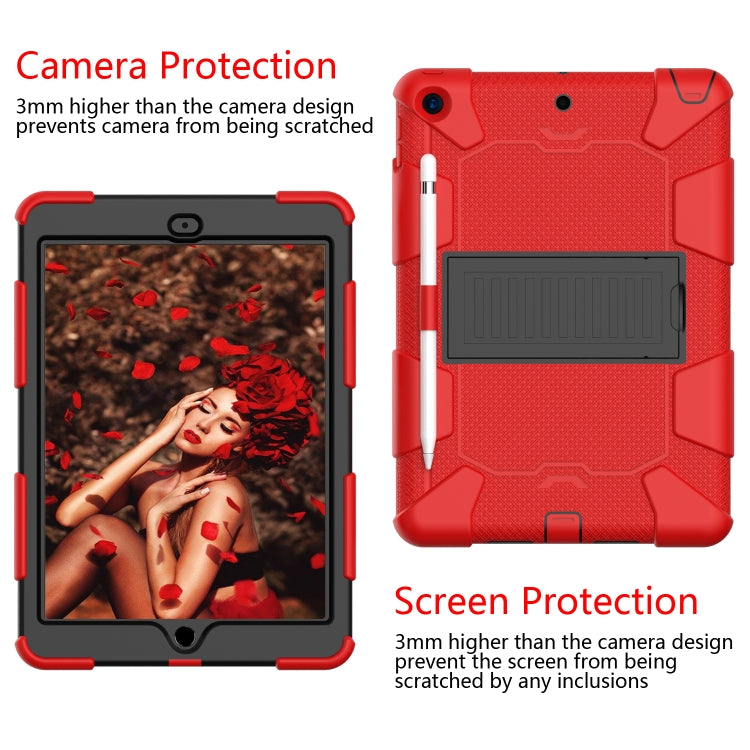 For iPad 10.2 Shockproof Two-Color Silicone Protection Case with Holder & Pen Slot