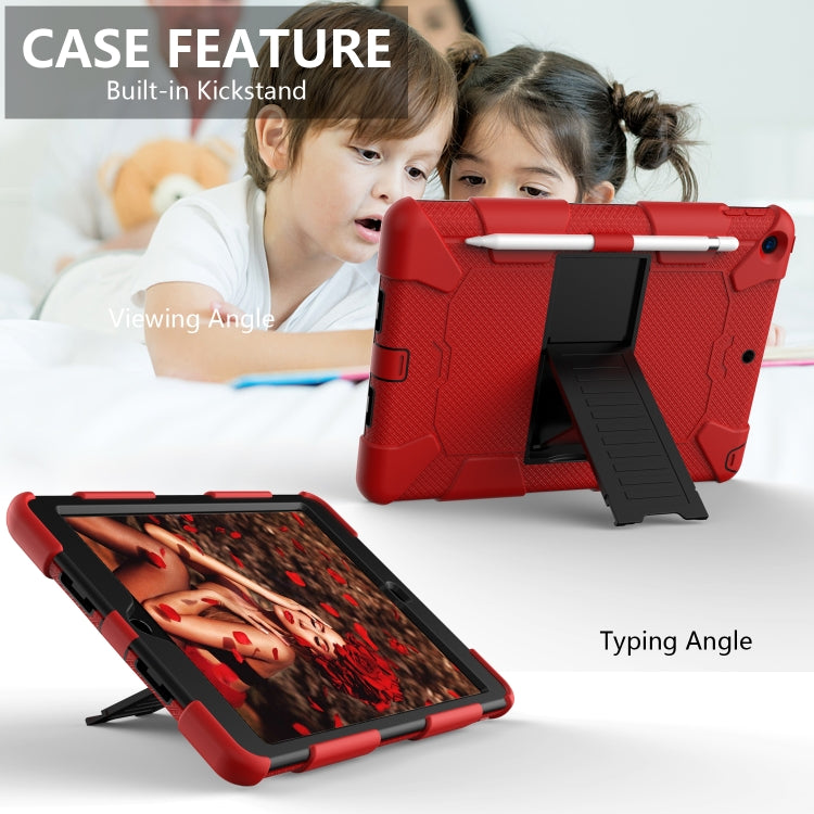 For iPad 10.2 Shockproof Two-Color Silicone Protection Case with Holder & Pen Slot
