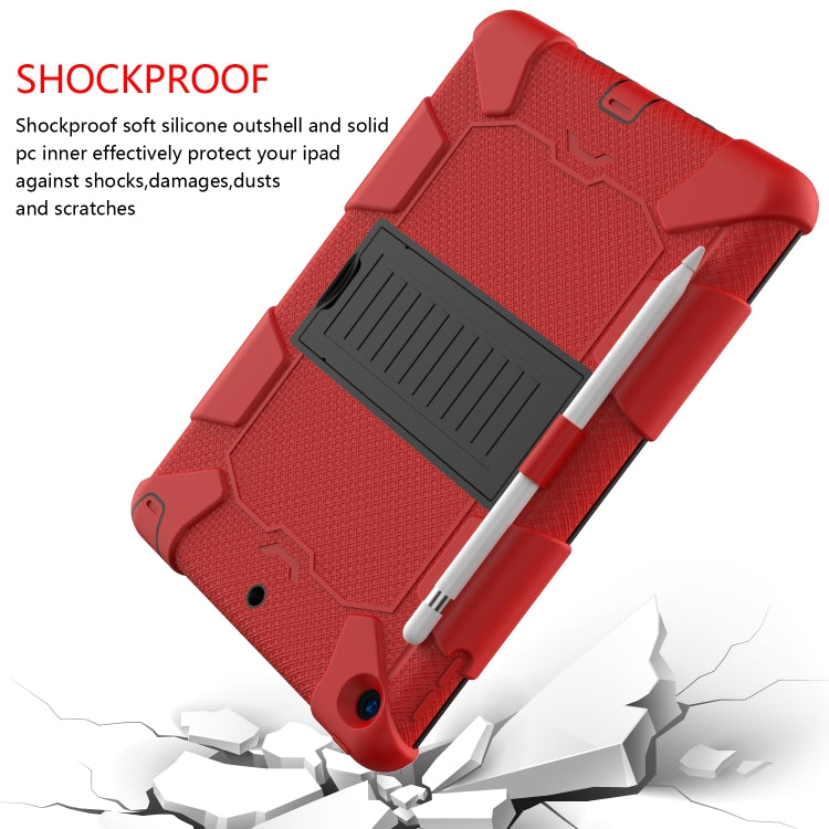 For iPad 10.2 Shockproof Two-Color Silicone Protection Case with Holder & Pen Slot