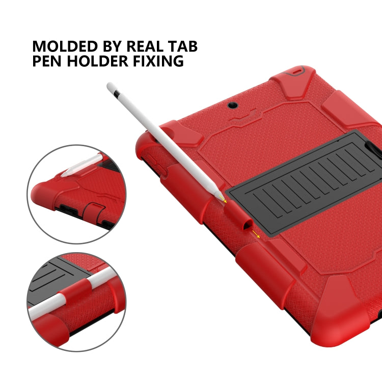 For iPad 10.2 Shockproof Two-Color Silicone Protection Case with Holder & Pen Slot