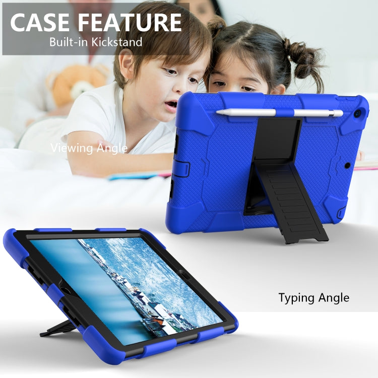 For iPad 10.2 Shockproof Two-Color Silicone Protection Case with Holder & Pen Slot