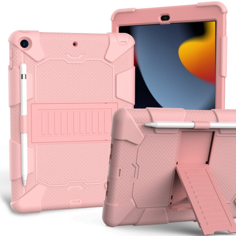 For iPad 10.2 Shockproof Two-Color Silicone Protection Case with Holder & Pen Slot