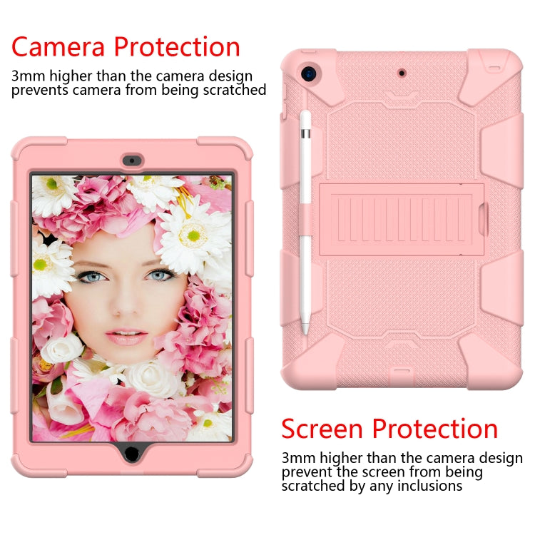 For iPad 10.2 Shockproof Two-Color Silicone Protection Case with Holder & Pen Slot