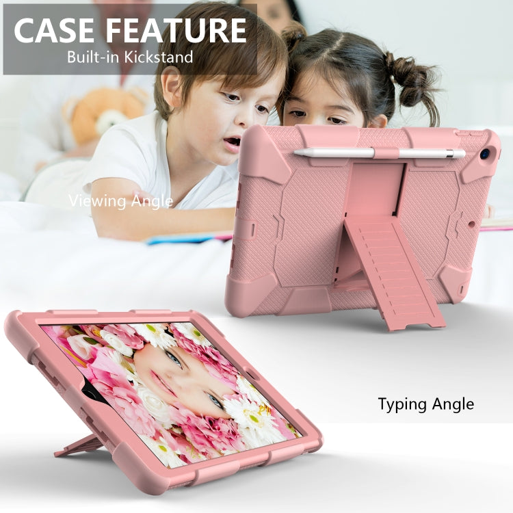 For iPad 10.2 Shockproof Two-Color Silicone Protection Case with Holder & Pen Slot