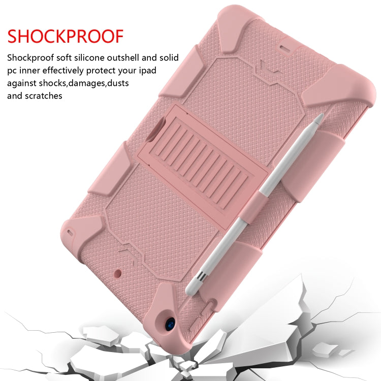 For iPad 10.2 Shockproof Two-Color Silicone Protection Case with Holder & Pen Slot