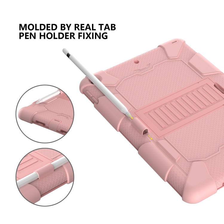 For iPad 10.2 Shockproof Two-Color Silicone Protection Case with Holder & Pen Slot