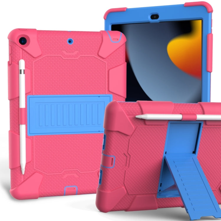 For iPad 10.2 Shockproof Two-Color Silicone Protection Case with Holder & Pen Slot