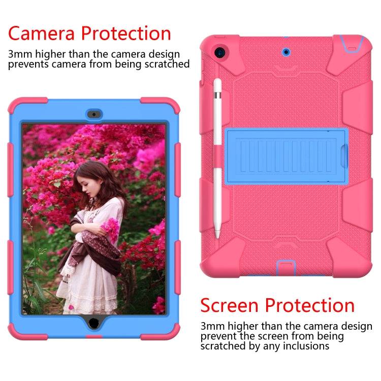 For iPad 10.2 Shockproof Two-Color Silicone Protection Case with Holder & Pen Slot