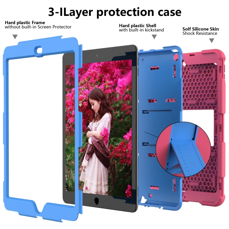 For iPad 10.2 Shockproof Two-Color Silicone Protection Case with Holder & Pen Slot