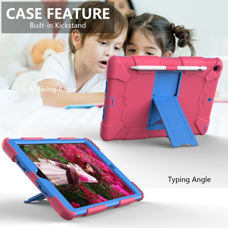 For iPad 10.2 Shockproof Two-Color Silicone Protection Case with Holder & Pen Slot