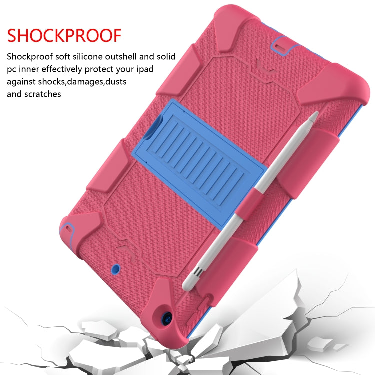 For iPad 10.2 Shockproof Two-Color Silicone Protection Case with Holder & Pen Slot