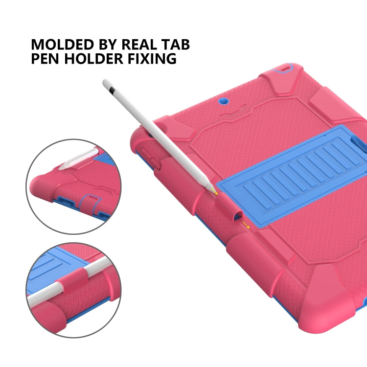 For iPad 10.2 Shockproof Two-Color Silicone Protection Case with Holder & Pen Slot