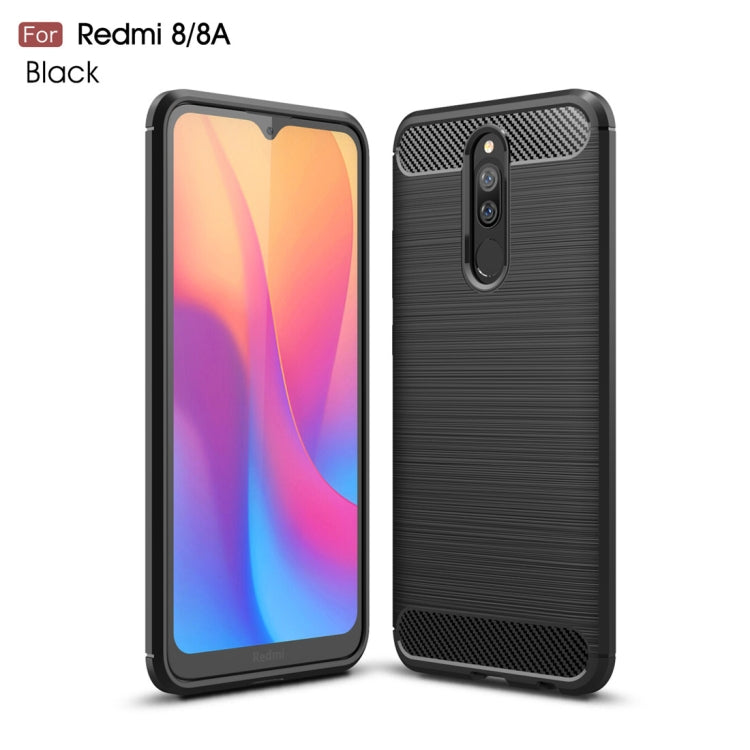 For Xiaomi Redmi 8  Brushed Texture Carbon Fiber TPU Case