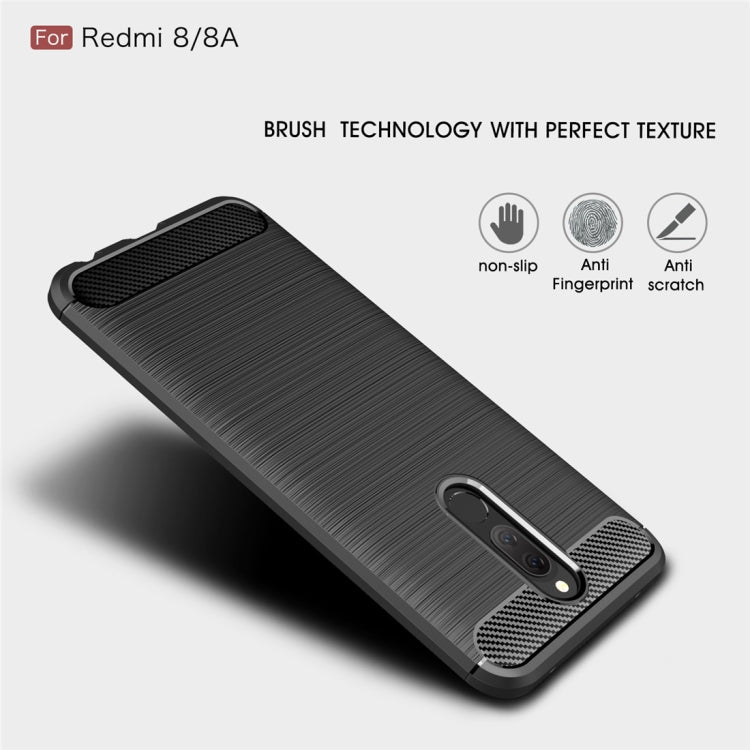 For Xiaomi Redmi 8  Brushed Texture Carbon Fiber TPU Case