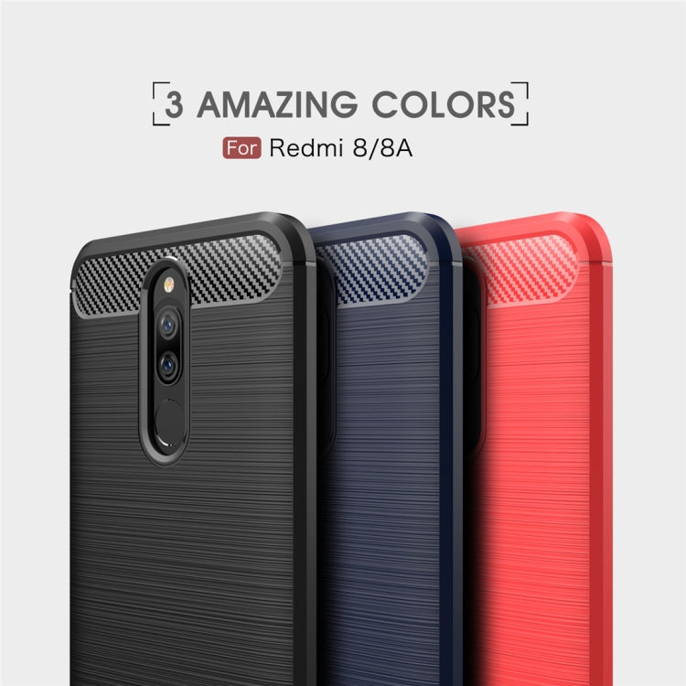 For Xiaomi Redmi 8  Brushed Texture Carbon Fiber TPU Case
