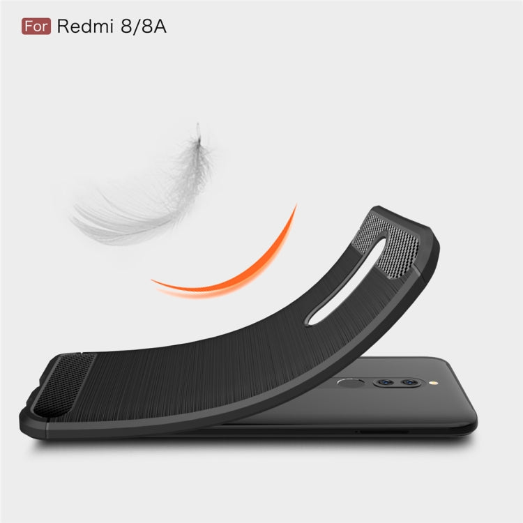 For Xiaomi Redmi 8  Brushed Texture Carbon Fiber TPU Case