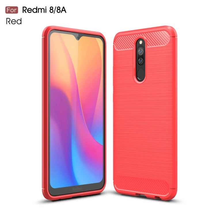 For Xiaomi Redmi 8  Brushed Texture Carbon Fiber TPU Case