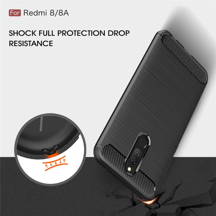 For Xiaomi Redmi 8  Brushed Texture Carbon Fiber TPU Case