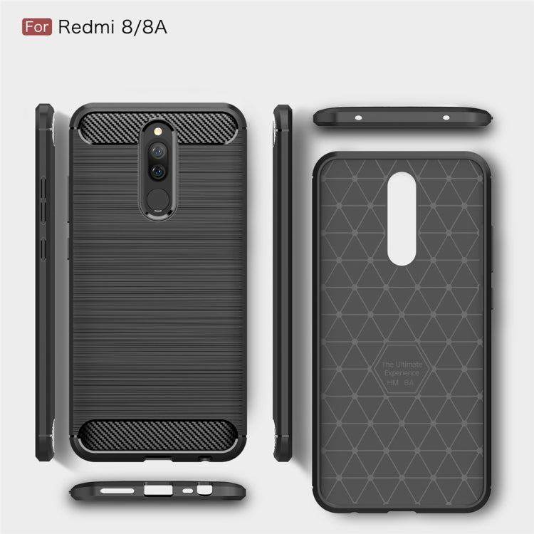 For Xiaomi Redmi 8  Brushed Texture Carbon Fiber TPU Case