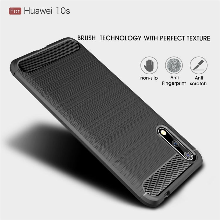 For Huawei Enjoy 10s Brushed Texture Carbon Fiber TPU Case