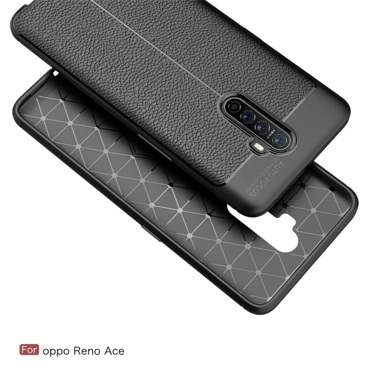 For OPPO Reno Ace Litchi Texture TPU Shockproof Case(Navy Blue)