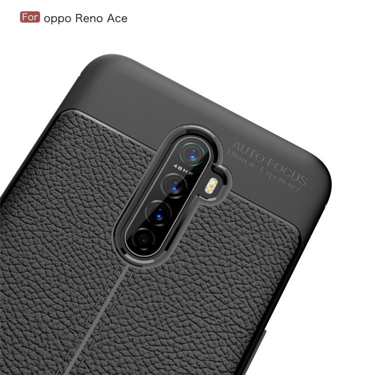 For OPPO Reno Ace Litchi Texture TPU Shockproof Case(Navy Blue)