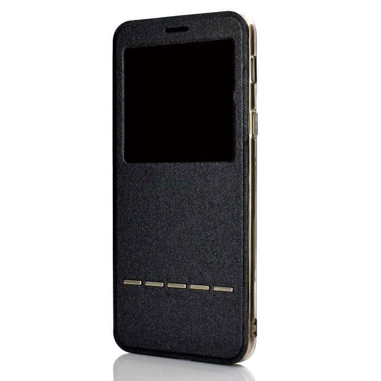 For iPhone 11 Pro Max Matte Texture Horizontal Flip Bracket Mobile Phone Holster Window with Caller ID and Metal Button Slide To Unlock