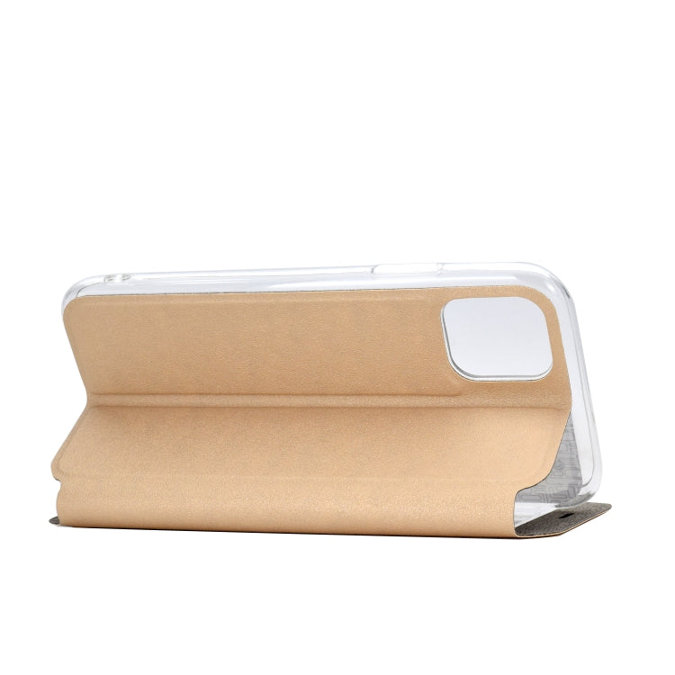 For iPhone 11 Pro Max Matte Texture Horizontal Flip Bracket Mobile Phone Holster Window with Caller ID and Metal Button Slide To Unlock