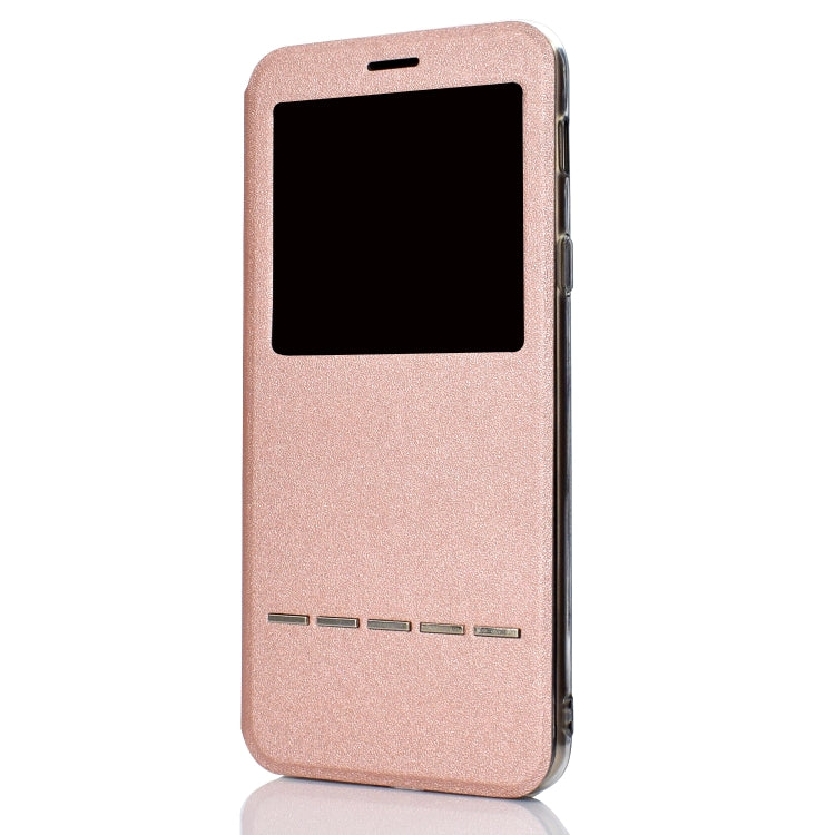 For iPhone 11 Pro Max Matte Texture Horizontal Flip Bracket Mobile Phone Holster Window with Caller ID and Metal Button Slide To Unlock