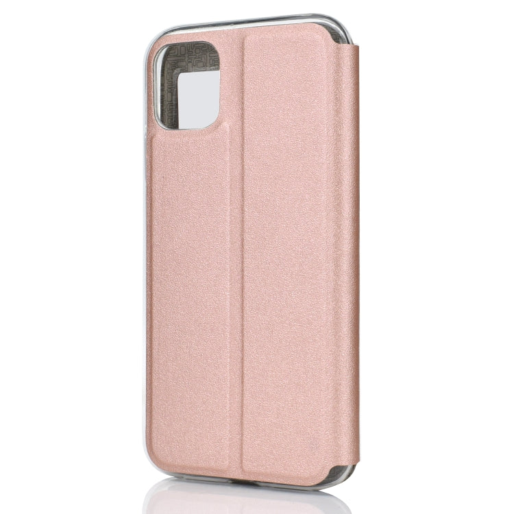For iPhone 11 Pro Max Matte Texture Horizontal Flip Bracket Mobile Phone Holster Window with Caller ID and Metal Button Slide To Unlock