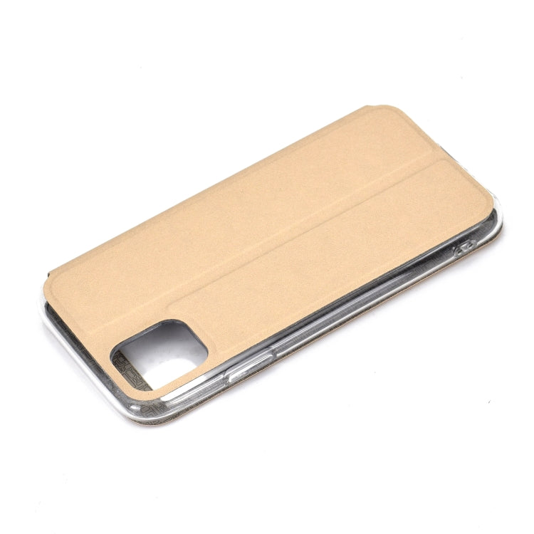 For iPhone 11 Pro Max Matte Texture Horizontal Flip Bracket Mobile Phone Holster Window with Caller ID and Metal Button Slide To Unlock