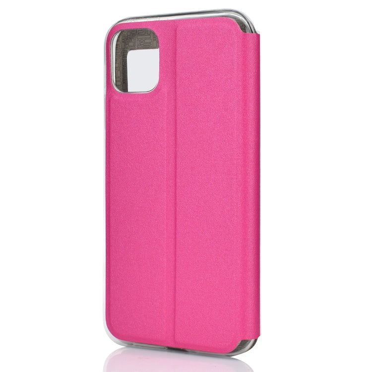 For iPhone 11 Pro Max Matte Texture Horizontal Flip Bracket Mobile Phone Holster Window with Caller ID and Metal Button Slide To Unlock