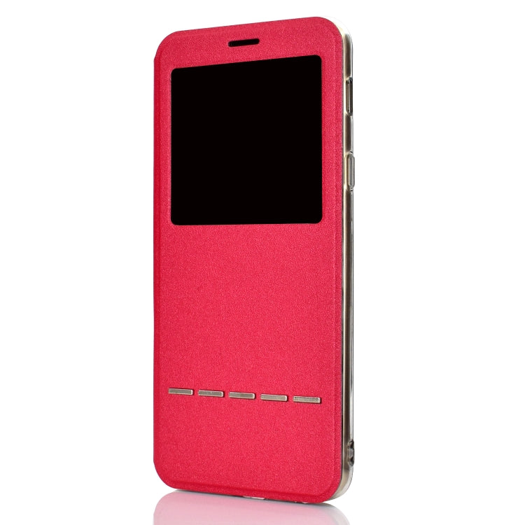 For iPhone 11 Pro Max Matte Texture Horizontal Flip Bracket Mobile Phone Holster Window with Caller ID and Metal Button Slide To Unlock