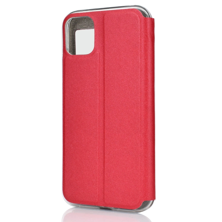For iPhone 11 Pro Max Matte Texture Horizontal Flip Bracket Mobile Phone Holster Window with Caller ID and Metal Button Slide To Unlock