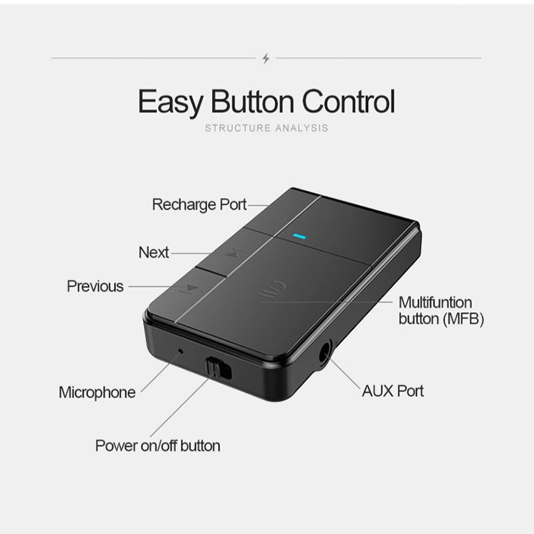 J20 Bluetooth Receiver 3.5mm Wireless 5.0 Bluetooth Adapter with Audio Converter
