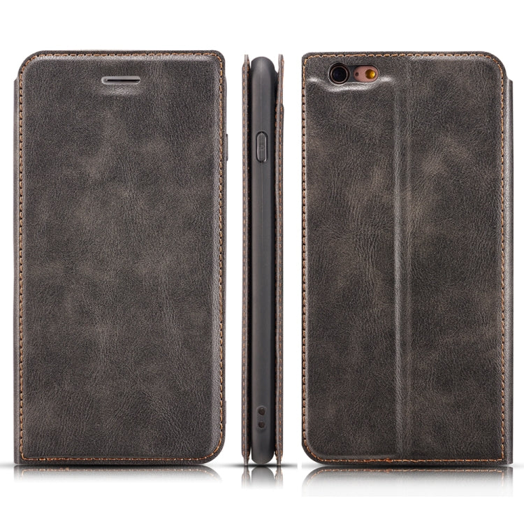 For iPhone 6 & 6s Retro Simple Ultra-thin Magnetic Leather Case with Holder & Card Slots & Lanyard