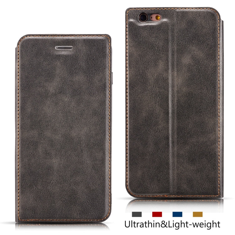 For iPhone 6 & 6s Retro Simple Ultra-thin Magnetic Leather Case with Holder & Card Slots & Lanyard
