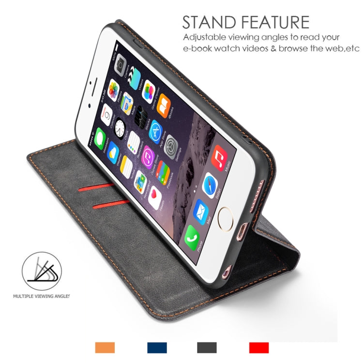 For iPhone 6 & 6s Retro Simple Ultra-thin Magnetic Leather Case with Holder & Card Slots & Lanyard