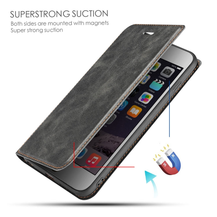 For iPhone 6 & 6s Retro Simple Ultra-thin Magnetic Leather Case with Holder & Card Slots & Lanyard