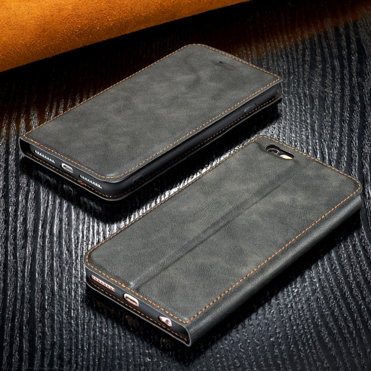 For iPhone 6 & 6s Retro Simple Ultra-thin Magnetic Leather Case with Holder & Card Slots & Lanyard