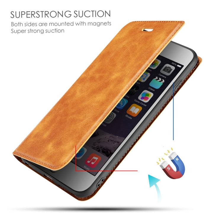 For iPhone 6 & 6s Retro Simple Ultra-thin Magnetic Leather Case with Holder & Card Slots & Lanyard