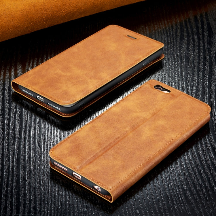 For iPhone 6 & 6s Retro Simple Ultra-thin Magnetic Leather Case with Holder & Card Slots & Lanyard