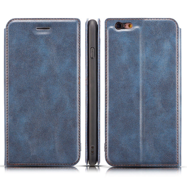For iPhone 6 & 6s Retro Simple Ultra-thin Magnetic Leather Case with Holder & Card Slots & Lanyard