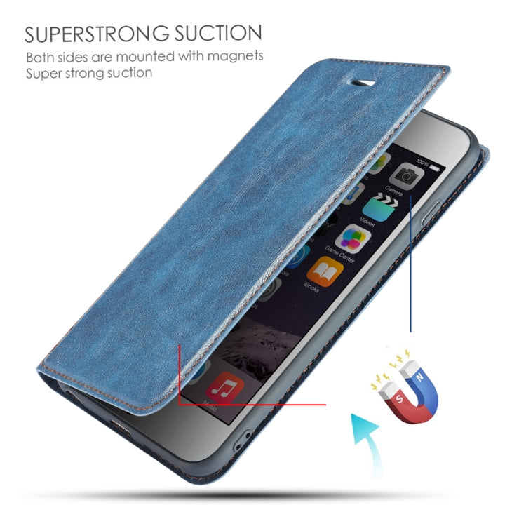 For iPhone 6 & 6s Retro Simple Ultra-thin Magnetic Leather Case with Holder & Card Slots & Lanyard