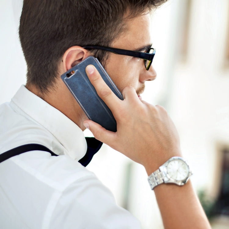 For iPhone 6 & 6s Retro Simple Ultra-thin Magnetic Leather Case with Holder & Card Slots & Lanyard