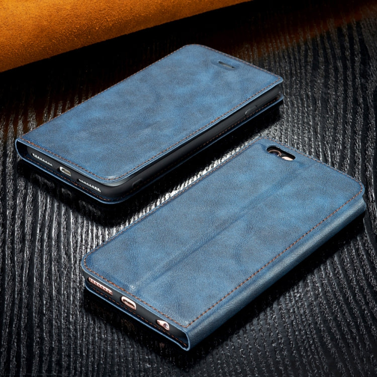For iPhone 6 & 6s Retro Simple Ultra-thin Magnetic Leather Case with Holder & Card Slots & Lanyard