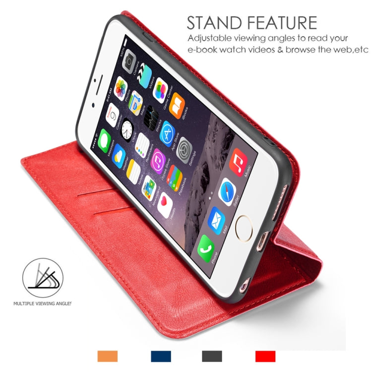 For iPhone 6 & 6s Retro Simple Ultra-thin Magnetic Leather Case with Holder & Card Slots & Lanyard