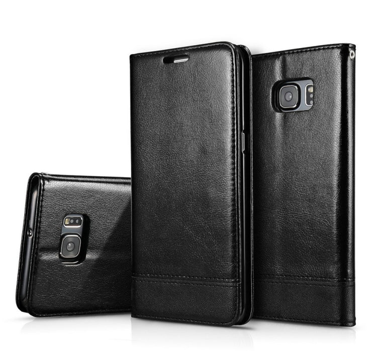 For Galaxy S7 Double-sided Absorption Splicing Horizontal Flip Leather Case with Holder & Card Slots & Lanyard